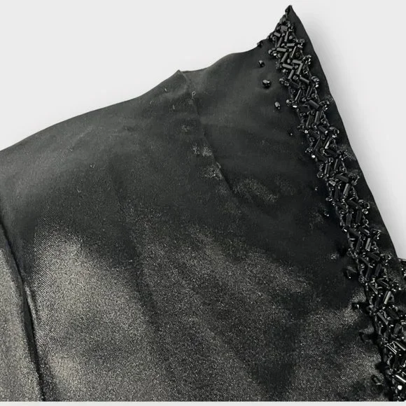 Antique Victorian Fortune Teller Topper Dress Top Black Satin Beaded & Tassels - Picture 5 of 16